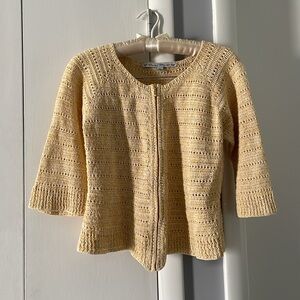 David Brooks knit top cardigan Small Yellow crochet
